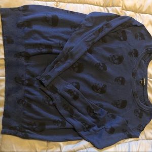 Torrid Navy Blue sweater w/ black skull detail